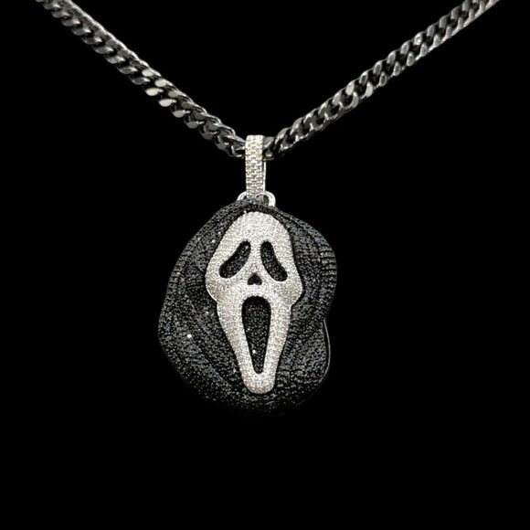 24" x 5mm Black Gun Finish Cuban Chain - Ghost Mask Pendant. - Picture 4 of 9
